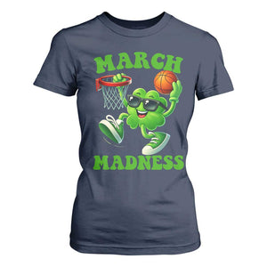 Basketball St Patricks Day T Shirt For Women Mad Madness Irish Shamrock Playing Basketball Player Team Boys TS10 Navy Print Your Wear