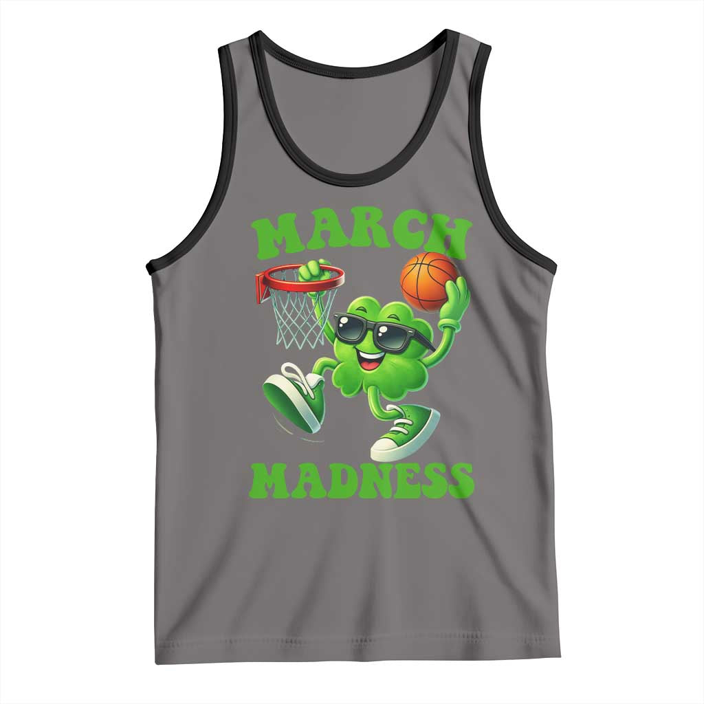 Basketball St Patricks Day Tank Top Mad Madness Irish Shamrock Playing Basketball Player Team Boys TS10 Deep Heather Black Print Your Wear