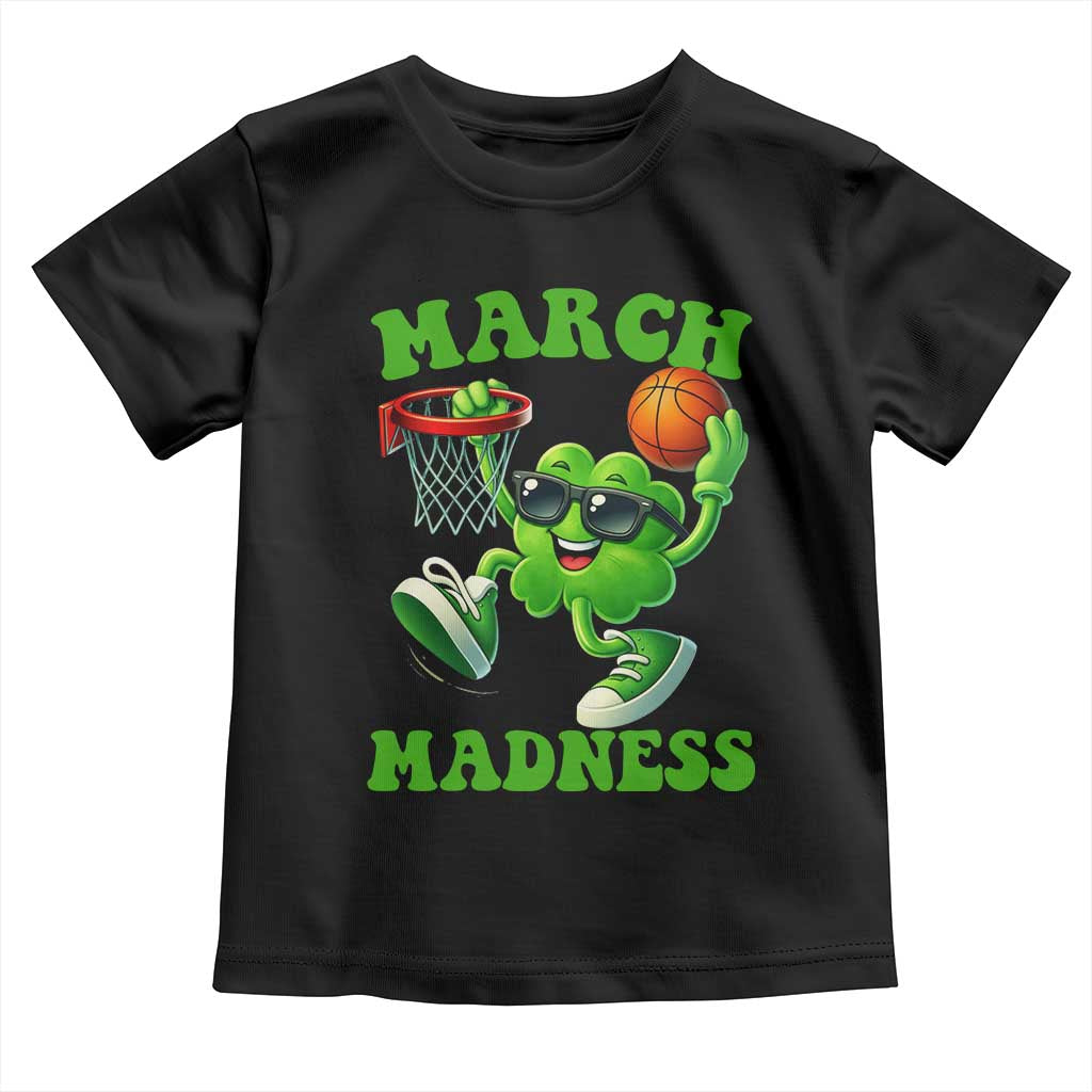 Basketball St Patricks Day Toddler T Shirt Mad Madness Irish Shamrock Playing Basketball Player Team Boys TS10 Black Print Your Wear