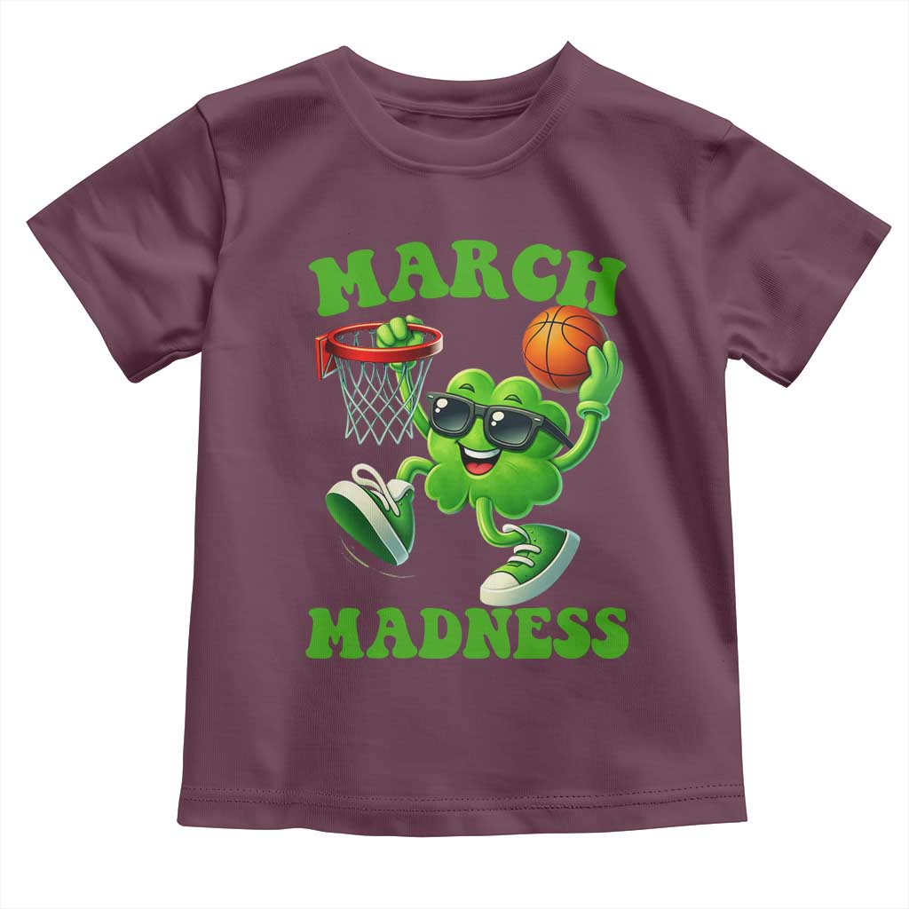 Basketball St Patricks Day Toddler T Shirt Mad Madness Irish Shamrock Playing Basketball Player Team Boys TS10 Maroon Print Your Wear
