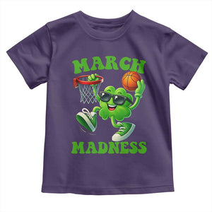 Basketball St Patricks Day Toddler T Shirt Mad Madness Irish Shamrock Playing Basketball Player Team Boys TS10 Purple Print Your Wear