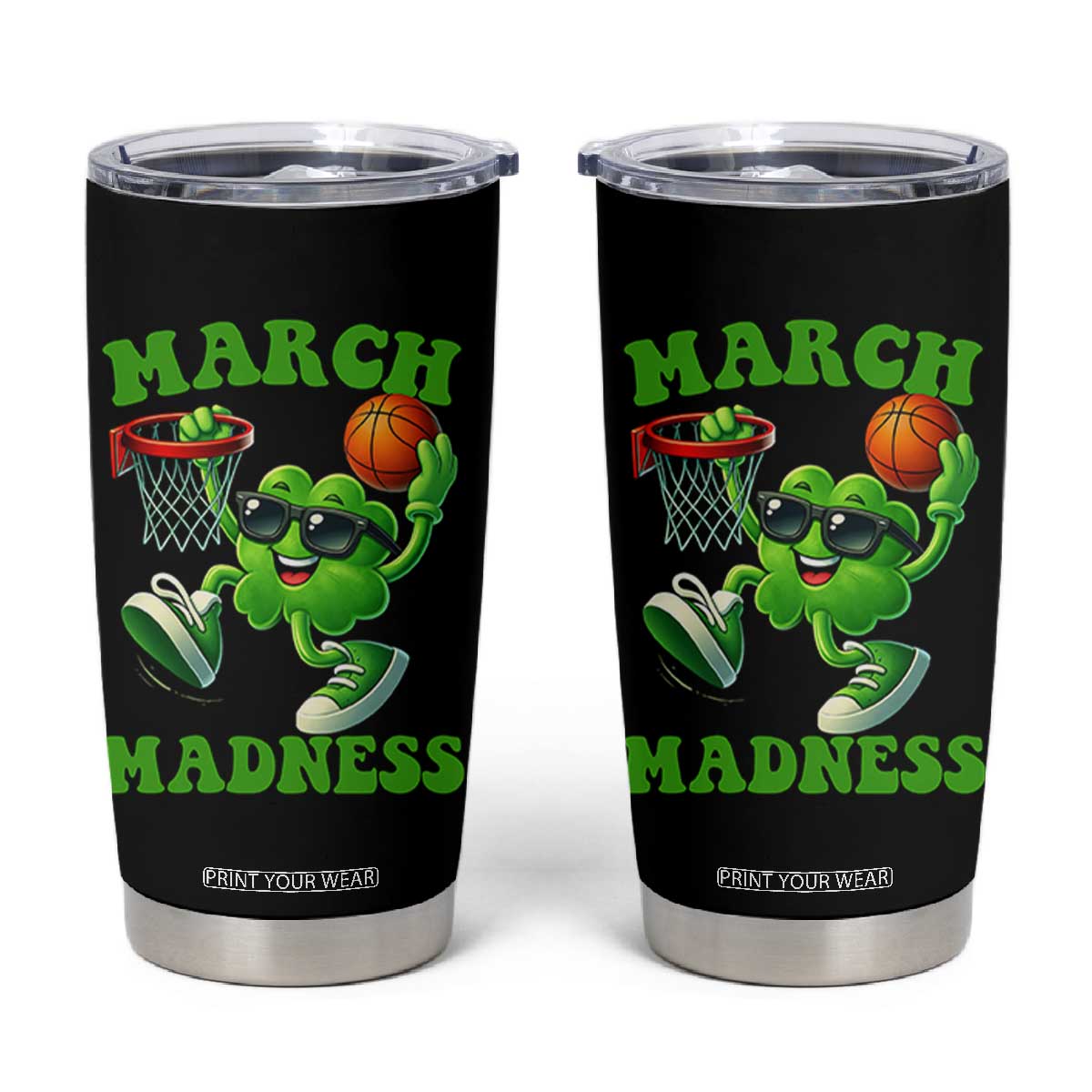 Basketball St Patricks Day Tumbler Cup Mad Madness Irish Shamrock Playing Basketball Player Team Boys TS10 Black Print Your Wear