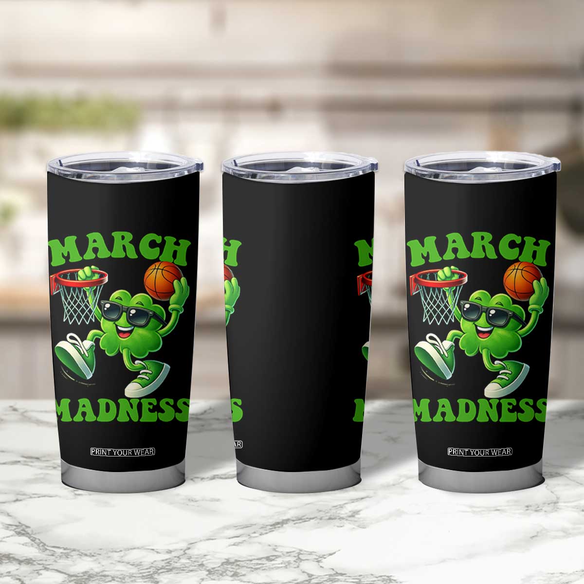 Basketball St Patricks Day Tumbler Cup Mad Madness Irish Shamrock Playing Basketball Player Team Boys TS10 Print Your Wear