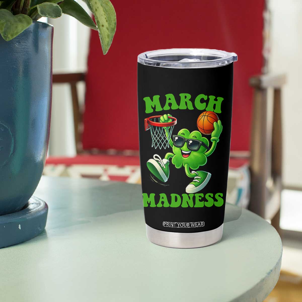 Basketball St Patricks Day Tumbler Cup Mad Madness Irish Shamrock Playing Basketball Player Team Boys TS10 Print Your Wear