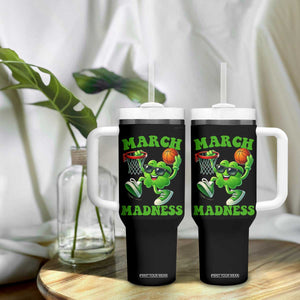 Basketball St Patricks Day Tumbler With Handle Mad Madness Irish Shamrock Playing Basketball Player Team Boys TS10 Print Your Wear