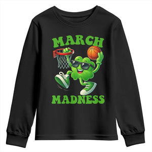Basketball St Patricks Day Youth Sweatshirt Mad Madness Irish Shamrock Playing Basketball Player Team Boys TS10 Black Print Your Wear