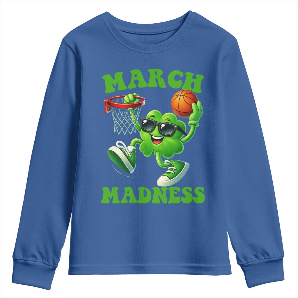Basketball St Patricks Day Youth Sweatshirt Mad Madness Irish Shamrock Playing Basketball Player Team Boys TS10 Royal Blue Print Your Wear