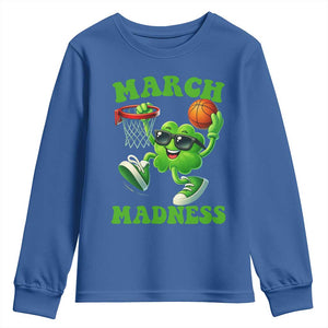 Basketball St Patricks Day Youth Sweatshirt Mad Madness Irish Shamrock Playing Basketball Player Team Boys TS10 Royal Blue Print Your Wear