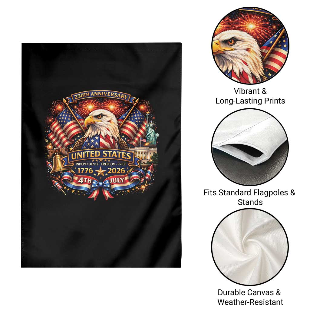 250 Years Of Freedom America Garden Flag USA Independence 250th Anniversary 1776 2026 Patriotic Eagle Flag TS10 Print Your Wear