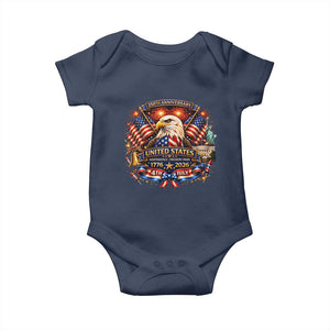 250 Years Of Freedom America Baby Onesie USA Independence 250th Anniversary 1776 2026 Patriotic Eagle Flag TS10 Navy Print Your Wear