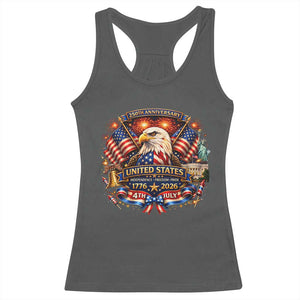 250 Years Of Freedom America Racerback Tank Top USA Independence 250th Anniversary 1776 2026 Patriotic Eagle Flag TS10 Dark Heather Print Your Wear