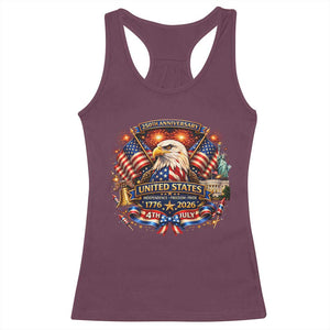 250 Years Of Freedom America Racerback Tank Top USA Independence 250th Anniversary 1776 2026 Patriotic Eagle Flag TS10 Maroon Print Your Wear