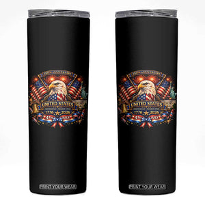 250 Years Of Freedom America Skinny Tumbler USA Independence 250th Anniversary 1776 2026 Patriotic Eagle Flag TS10 Black Print Your Wear
