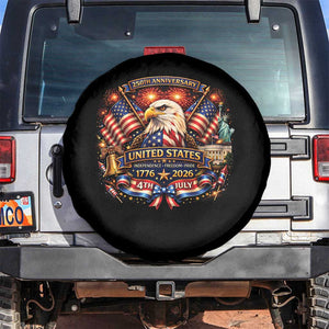 250 Years Of Freedom America Spare Tire Cover USA Independence 250th Anniversary 1776 2026 Patriotic Eagle Flag TS10 No hole Black Print Your Wear