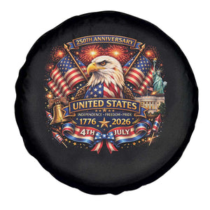 250 Years Of Freedom America Spare Tire Cover USA Independence 250th Anniversary 1776 2026 Patriotic Eagle Flag TS10 Print Your Wear