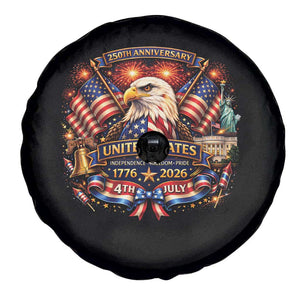 250 Years Of Freedom America Spare Tire Cover USA Independence 250th Anniversary 1776 2026 Patriotic Eagle Flag TS10 Print Your Wear