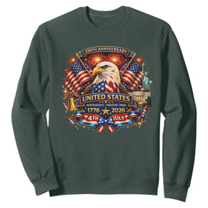250 Years Of Freedom America Sweatshirt USA Independence 250th Anniversary 1776 2026 Patriotic Eagle Flag TS10 Dark Forest Green Print Your Wear