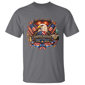 250 Years Of Freedom America T Shirt USA Independence 250th Anniversary 1776 2026 Patriotic Eagle Flag TS10 Charcoal Print Your Wear