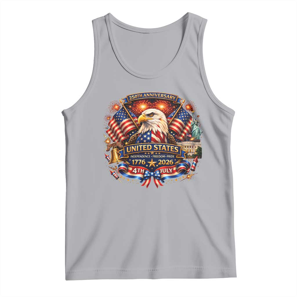 250 Years Of Freedom America Tank Top USA Independence 250th Anniversary 1776 2026 Patriotic Eagle Flag TS10 Athletic Heather Print Your Wear