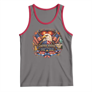 250 Years Of Freedom America Tank Top USA Independence 250th Anniversary 1776 2026 Patriotic Eagle Flag TS10 Deep Heather Red Print Your Wear