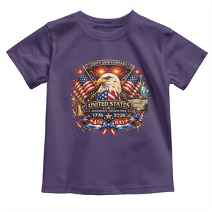 250 Years Of Freedom America Toddler T Shirt USA Independence 250th Anniversary 1776 2026 Patriotic Eagle Flag TS10 Purple Print Your Wear