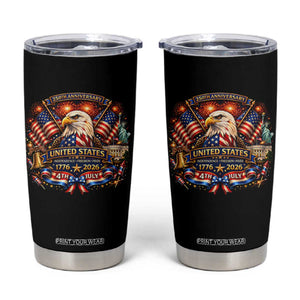 250 Years Of Freedom America Tumbler Cup USA Independence 250th Anniversary 1776 2026 Patriotic Eagle Flag TS10 Black Print Your Wear