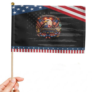 250 Years Of Freedom America Patriotic Handheld Flag USA Independence 250th Anniversary 1776 2026 Eagle Flag TS10 Distressed 8.2" × 5.5" Black Blue Print Your Wear