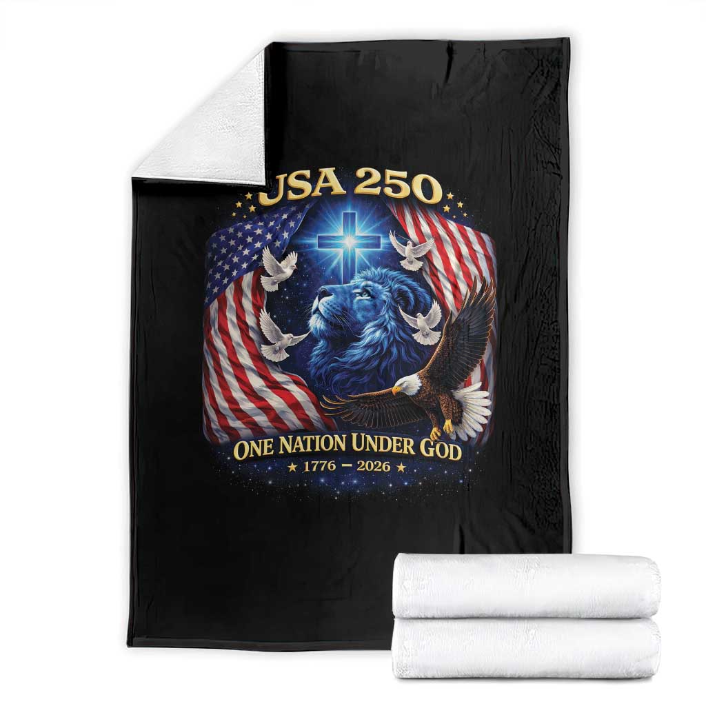 US 250th Anniversary Throw Blanket 250 Years One Nation Under God Christian Patriotic Cross USA Flag TS10 Black Print Your Wear