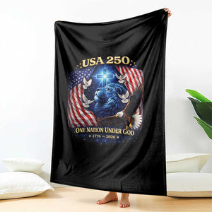 US 250th Anniversary Throw Blanket 250 Years One Nation Under God Christian Patriotic Cross USA Flag TS10 Print Your Wear