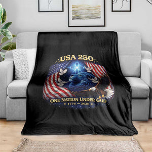 US 250th Anniversary Throw Blanket 250 Years One Nation Under God Christian Patriotic Cross USA Flag TS10 Print Your Wear