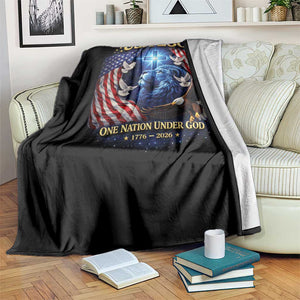 US 250th Anniversary Throw Blanket 250 Years One Nation Under God Christian Patriotic Cross USA Flag TS10 Print Your Wear