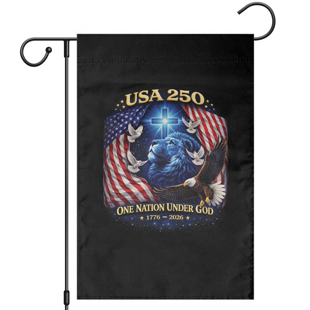 US 250th Anniversary Garden Flag 250 Years One Nation Under God Christian Patriotic Cross USA Flag TS10 Black Print Your Wear