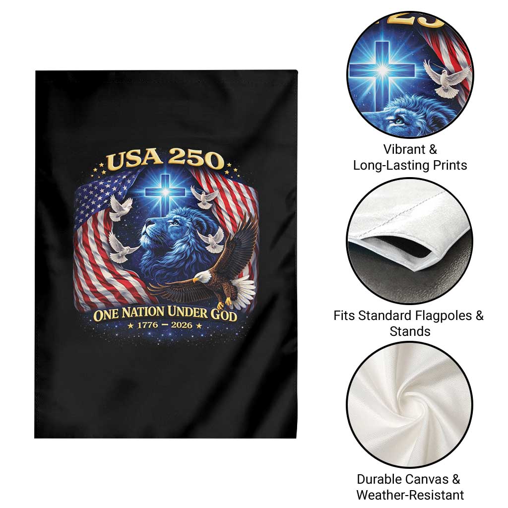 US 250th Anniversary Garden Flag 250 Years One Nation Under God Christian Patriotic Cross USA Flag TS10 Print Your Wear