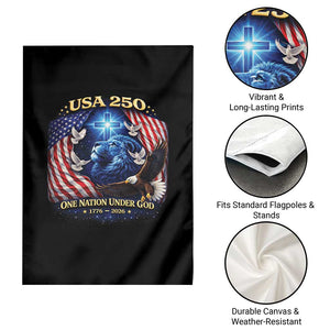 US 250th Anniversary Garden Flag 250 Years One Nation Under God Christian Patriotic Cross USA Flag TS10 Print Your Wear