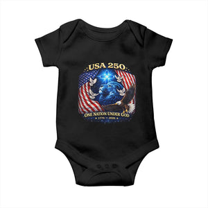 US 250th Anniversary Baby Onesie 250 Years One Nation Under God Christian Patriotic Cross USA Flag TS10 Black Print Your Wear