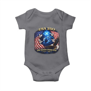 US 250th Anniversary Baby Onesie 250 Years One Nation Under God Christian Patriotic Cross USA Flag TS10 Charcoal Print Your Wear