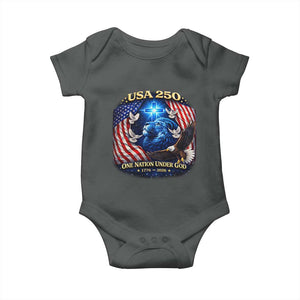 US 250th Anniversary Baby Onesie 250 Years One Nation Under God Christian Patriotic Cross USA Flag TS10 Dark Heather Print Your Wear