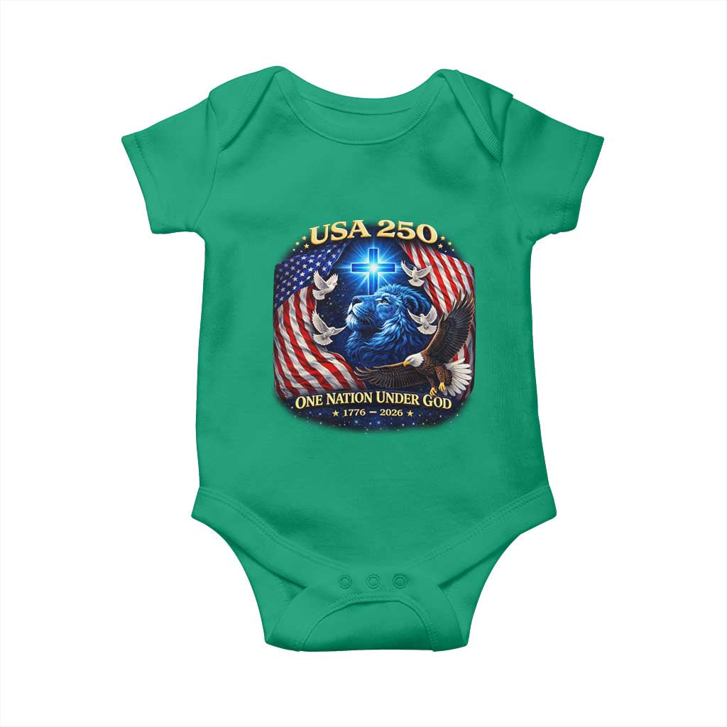 US 250th Anniversary Baby Onesie 250 Years One Nation Under God Christian Patriotic Cross USA Flag TS10 Irish Green Print Your Wear