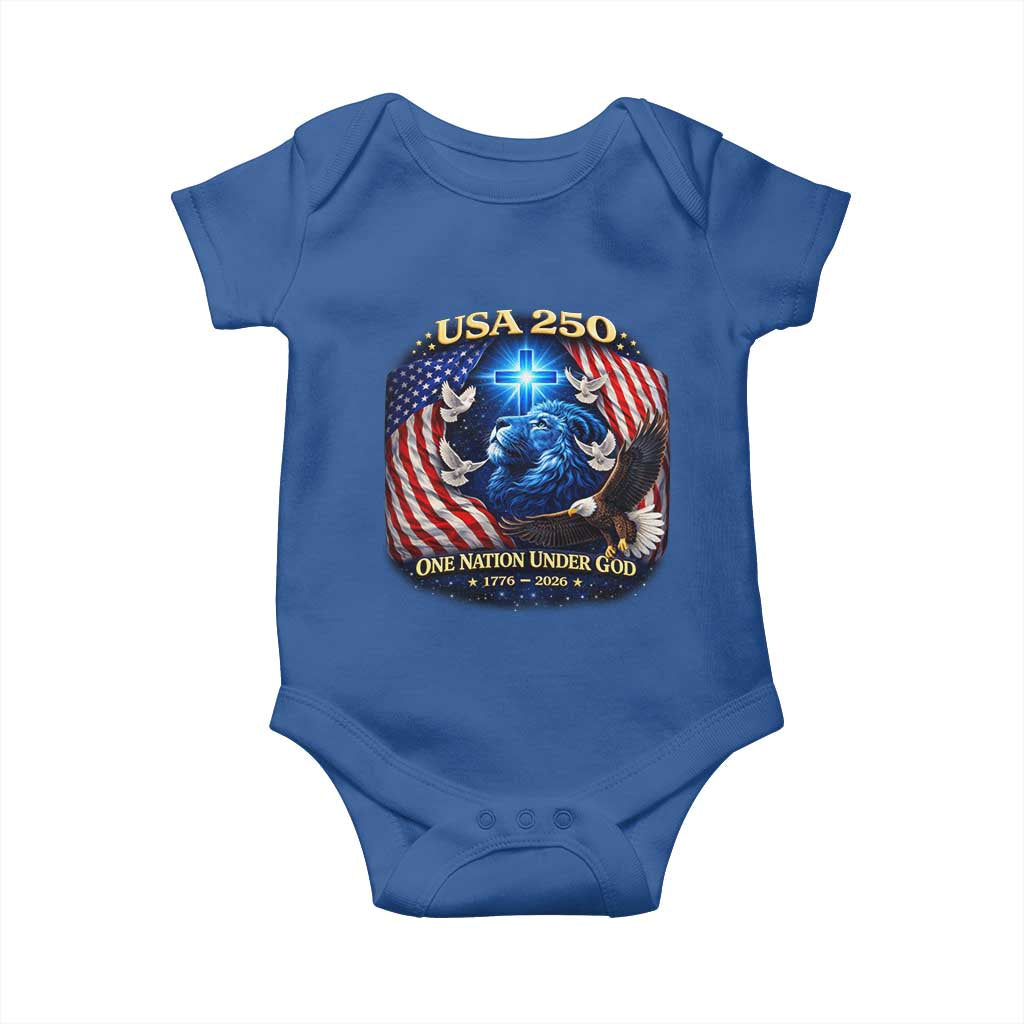 US 250th Anniversary Baby Onesie 250 Years One Nation Under God Christian Patriotic Cross USA Flag TS10 Royal Blue Print Your Wear