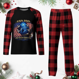 US 250th Anniversary Plaid Pajama Set 250 Years One Nation Under God Christian Patriotic Cross USA Flag TS10 Buffalo Plaid Print Your Wear