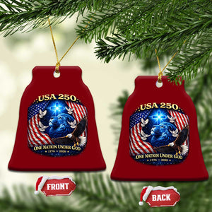 US 250th Anniversary Ceramic Ornament 250 Years One Nation Under God Christian Patriotic Cross USA Flag TS10 Print Your Wear