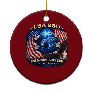 US 250th Anniversary Ceramic Ornament 250 Years One Nation Under God Christian Patriotic Cross USA Flag TS10 1pc Red Print Your Wear