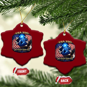 US 250th Anniversary Ceramic Ornament 250 Years One Nation Under God Christian Patriotic Cross USA Flag TS10 Print Your Wear
