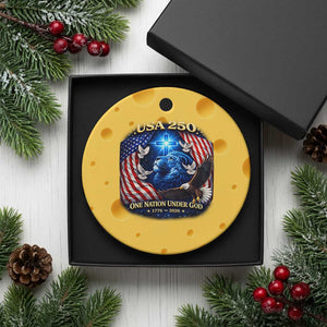 US 250th Anniversary Ceramic Ornament 250 Years One Nation Under God Christian Patriotic Cross USA Flag TS10 1pc Yellow Cheese Print Your Wear