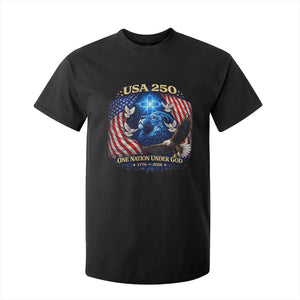 US 250th Anniversary T Shirt For Kid 250 Years One Nation Under God Christian Patriotic Cross USA Flag TS10 Black Print Your Wear
