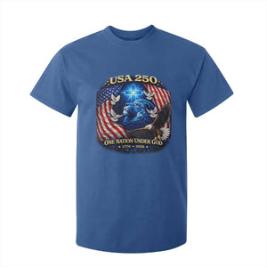 US 250th Anniversary T Shirt For Kid 250 Years One Nation Under God Christian Patriotic Cross USA Flag TS10 Royal Blue Print Your Wear