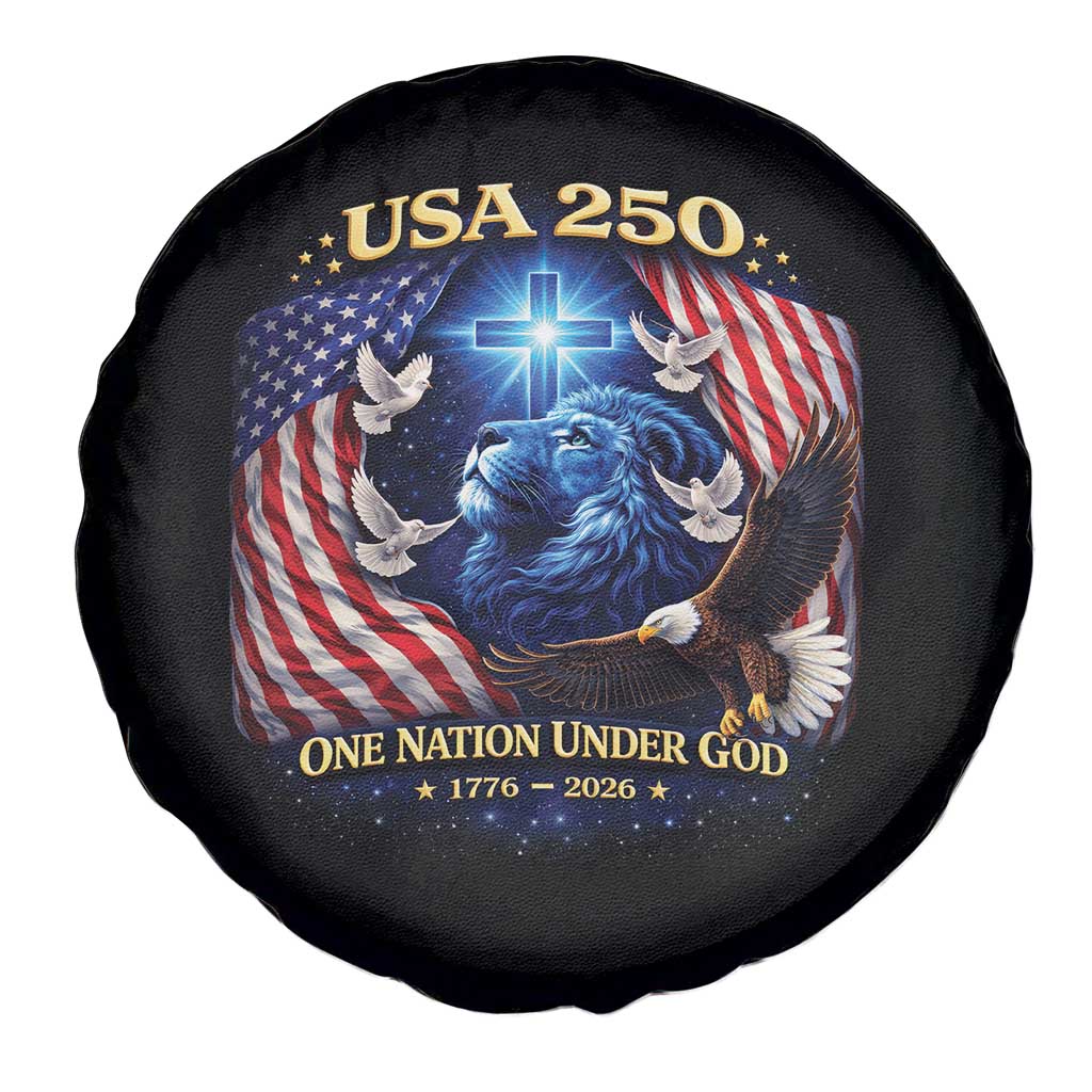 US 250th Anniversary Spare Tire Cover 250 Years One Nation Under God Christian Patriotic Cross USA Flag TS10 Print Your Wear