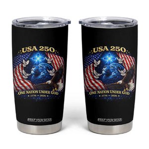US 250th Anniversary Tumbler Cup 250 Years One Nation Under God Christian Patriotic Cross USA Flag TS10 Black Print Your Wear