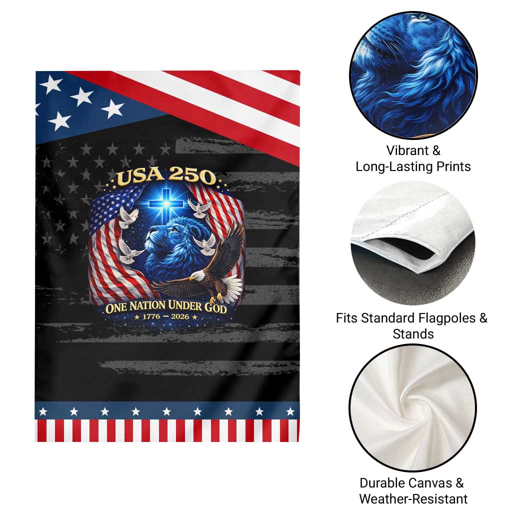 US 250th Anniversary Garden Flag 250 Years One Nation Under God Christian Patriotic Cross USA Flag TS10 Print Your Wear