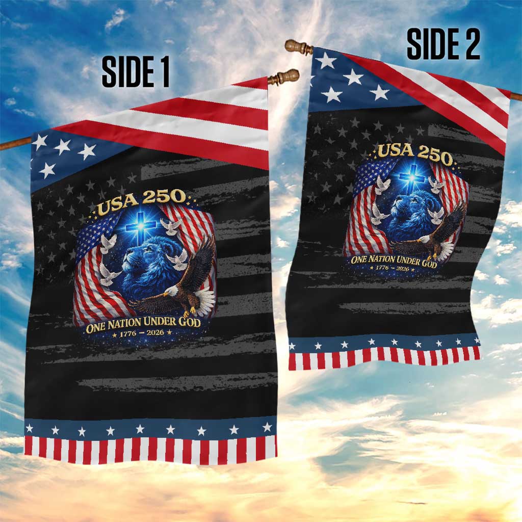 US 250th Anniversary Garden Flag 250 Years One Nation Under God Christian Patriotic Cross USA Flag TS10 Print Your Wear